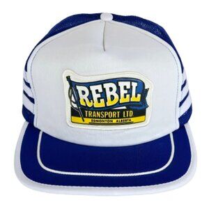 Vintage 80s Rebel Transport Snapback Trucker Hat Edmonton Alberta Classic Cap
